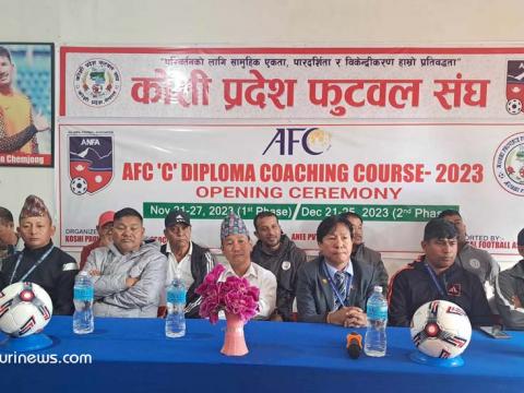 धरानमा कोशी प्रदेश एएफसी 'सी' लेभल फुटबल प्रशिक्षक प्रशिक्षण सुरु