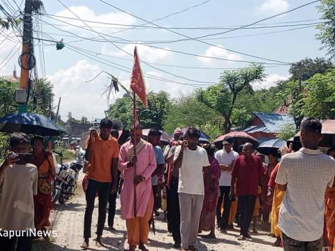 चक्रघट्टिको दुर्गा काली मन्दिरमा भित्र्याइयो फूलपाती
