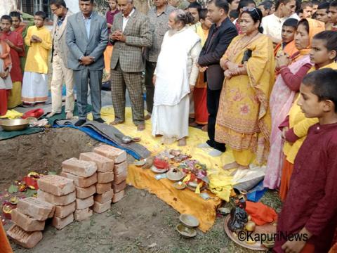 चतराधाममा बेद विद्याश्रम गुरुकुलमको भवनको शिलान्यास 